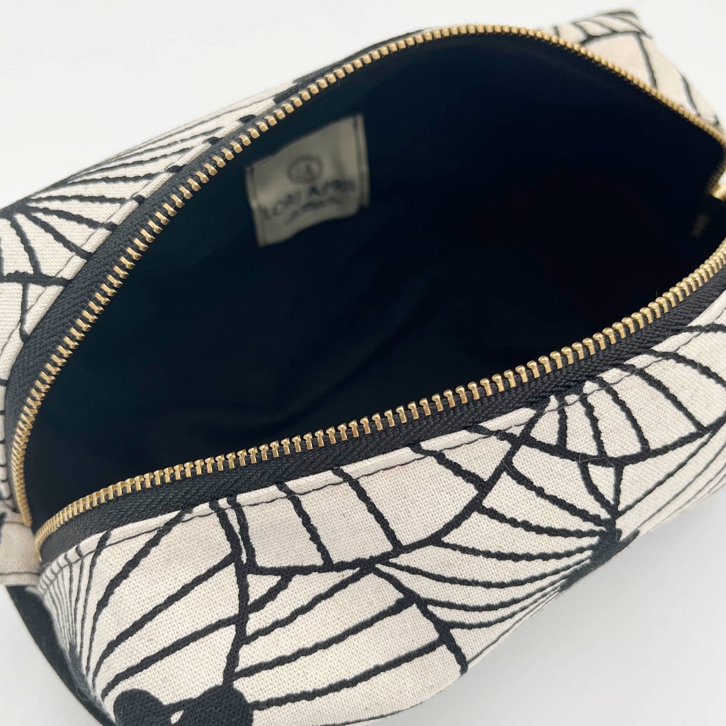 Desert Oasis Cotton and Linen Toiletries Bag - Black | Lori April 