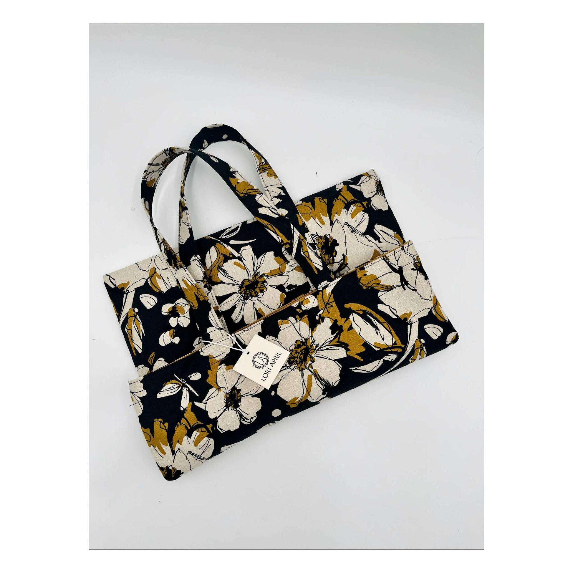 Golden Blooms Linen Tote Bag | Lori April 