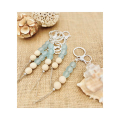 Recycled Glass and Wood Bead Keychain | Lori April 