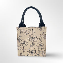 Chic Tsubaki Gift Bag by Lori April in taupe and black, crafted from sustainable cotton canvas